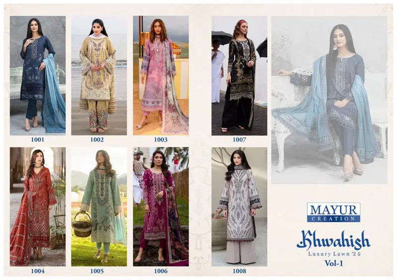 Khwahish Vol 1 By Mayur Lawn Cotton Printed Dress Material Exporters In India